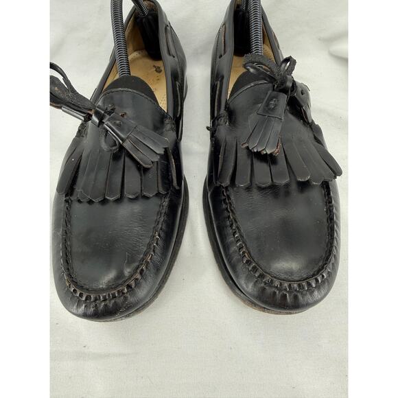 Cole Haan Mens Black Mexico Made Leather Tassel Loafers Kiltie Moc Toe Size 10D main image 14